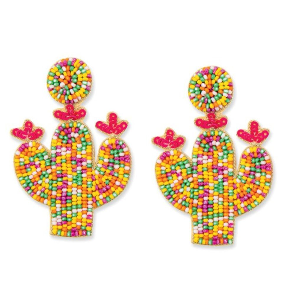 MYRA BAG Multi‎ Color Cactus Seed Bead Earrings NWT